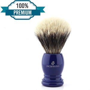Silver Tip Hair Shaving Brush with Blue Resin Handle, Shave Brush, Babar/Salon Shaving Brush Best for Men Shave