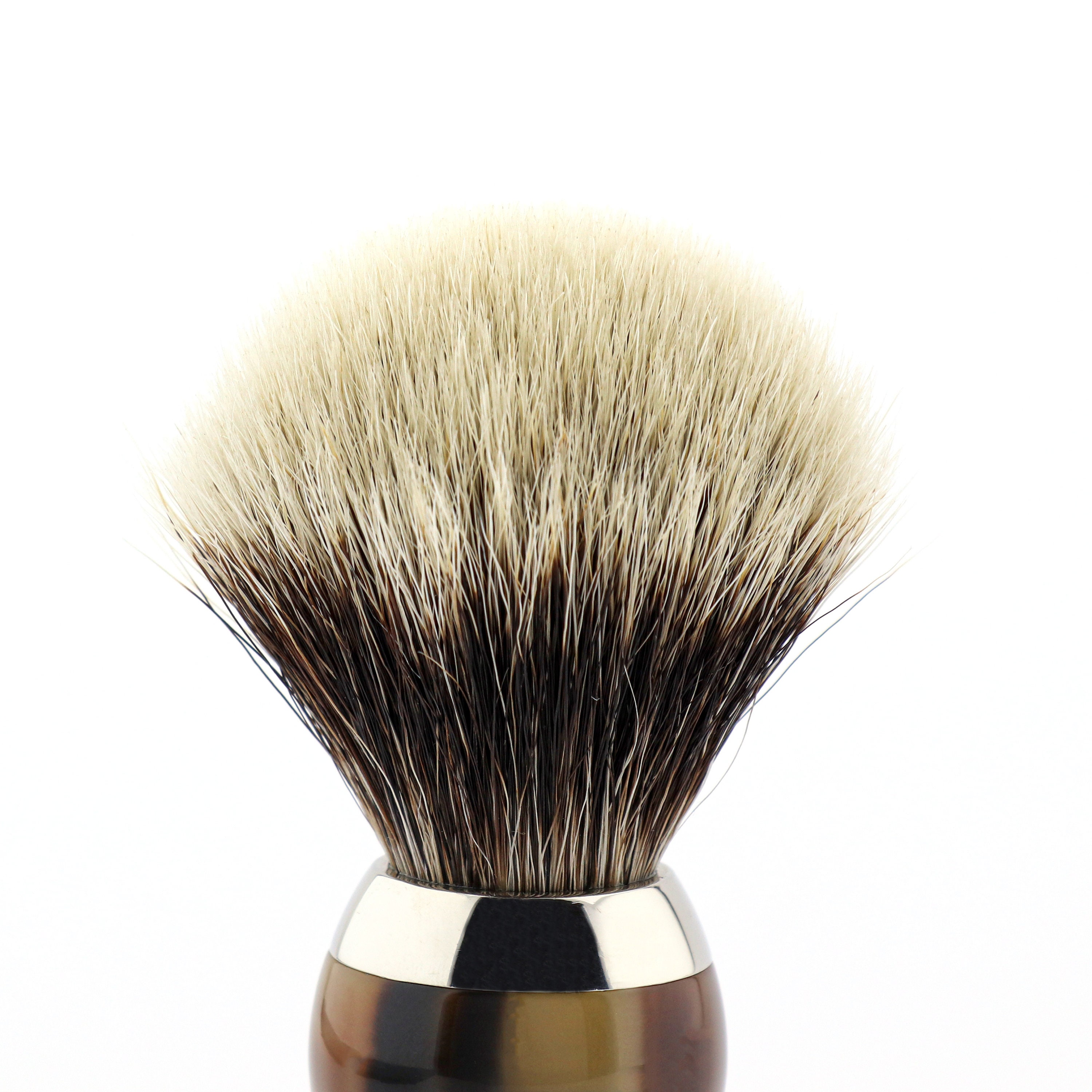 Handmade Pure Silver Tip Badger Hair Shaving Brush With Horn Replica