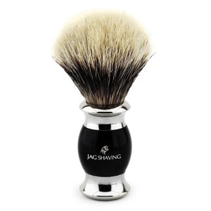 Premium Quality Silver Tip Hair Shaving Brush With Black Resin Handle, shave Brush, Babar/Salon Shaving Brush Best Gift idea for Men