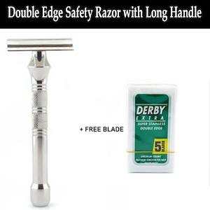 Stainless Steel Double Edge Safety Razor with Classic Long Stainless Steel Handle, Razor for Men & Women, Best Butterfly Safety Razor