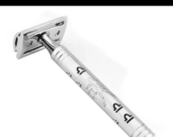 Butterfly Double Edge Rasierhobel, Edelstahl mit langem Griff