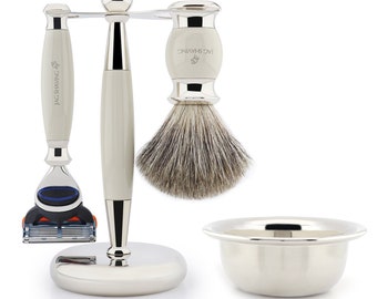 High-Quality Shaving Set for Men, 5 Edge Razor - Super Hair Shaving Brush - Dual Shaving Stand & Shaving Bowl, The Best Gift Set