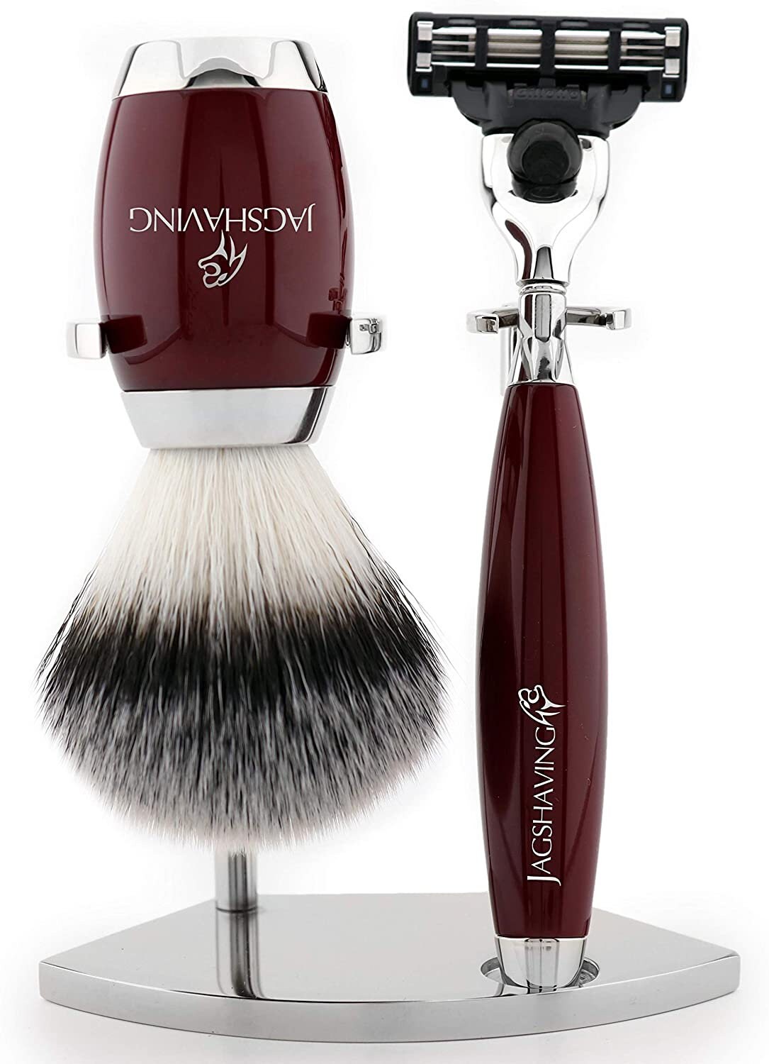 Mens Shaving Kit With Synthetic Hair Brush, Triple Edge Shaving Razor
