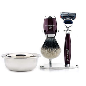Luxury Quality Shaving Set, 5 Edge Cartridge Razor, Silver Tip Hair Shaving Brush, Double Shaving Stand & Shaving Bowl, Perfect Gift Set