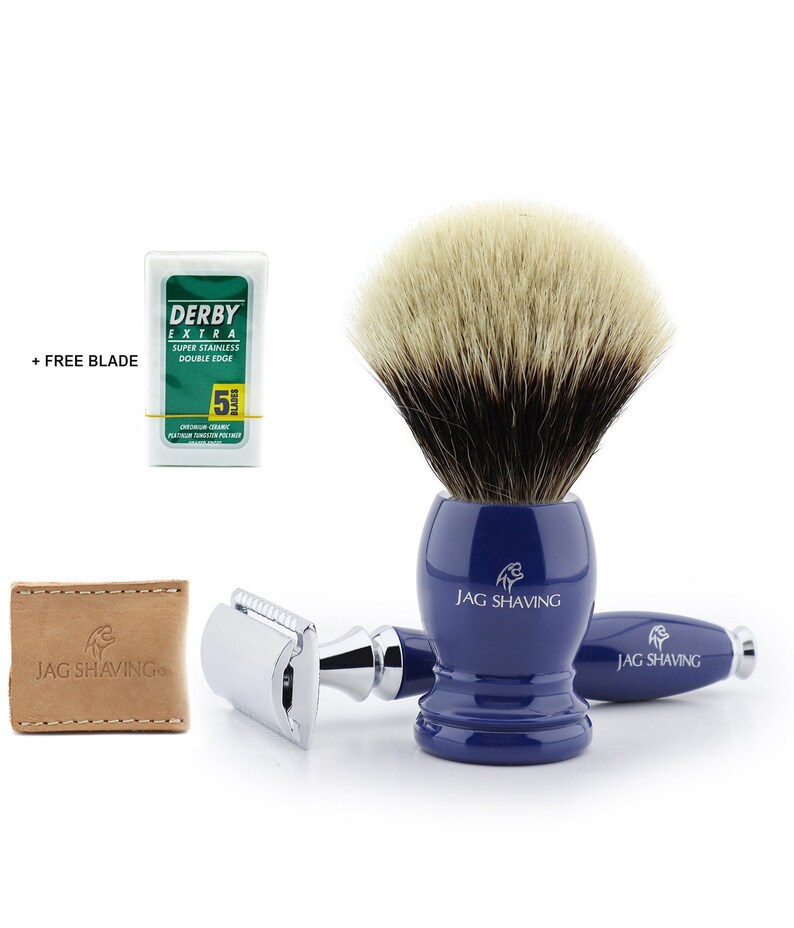 Silver Tip Badger Hair Shaving Brush With DE Safety Razor , Get Your