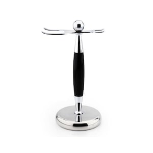 Double Shaving Stand/Holder for Both Brush and Razor - German Stainless Steel - Chrome Plated - Standard Size Stand - Shaving Accessories