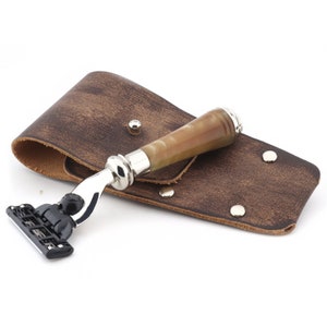 3 Edge Shaving Razor With Mini Handle, Leather Case, Travel Shaving Razor, Best Gift Idea for Men & Women
