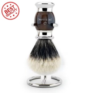 High-Quality Silver Tip Hair Shaving Brush & Shaving Brush Stand, Barber/Salon Shaving Brush, The Perfect Gift Set idea for Men
