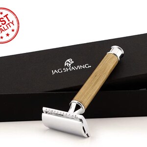 Double Edge Safety Razor with Bamboo Wood Handle Shaver in Gift Box Zero Waste Lifestyle Reusable for Men and Women