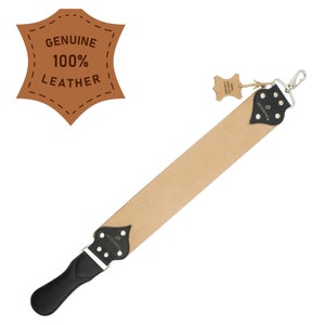 Strop de cuero genuino - Strop de afeitar recta - Strop de cuero de barbero/salón, Strop de cuero para afilar - Strop de afilado - para todas las maquinillas de afeitar