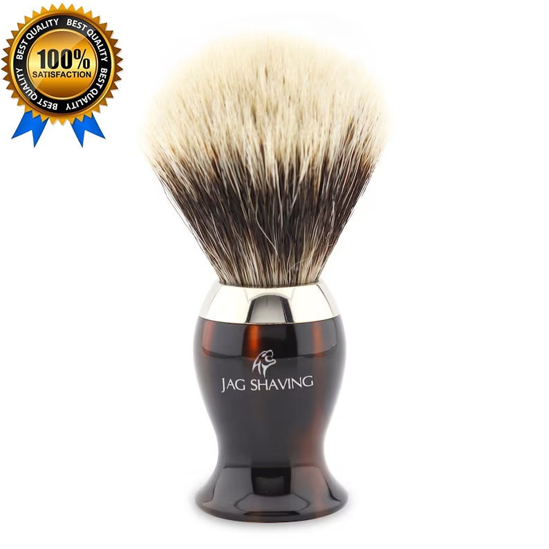 Classic Handmade Pure Silver Tip Hair Shaving Brush with Antique Brush Stand/Holder image 3