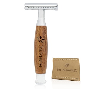 Wooden Handle Double Edge Safety Razor with Pouch for Perfect Shave