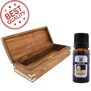 Shaving Wooden Box with Caring Wooden Oil 10 ml - Natural Wooden Box - Protector Oil for Wooden Shaving Accessories & Furniture