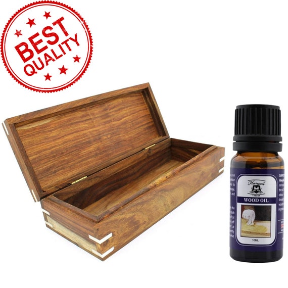 Boîte à raser en bois faite main avec huile protectrice (10 ml)