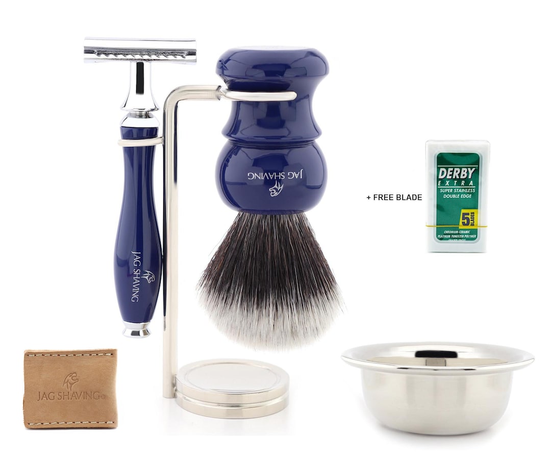 Shaving Kit for Men, Safety Razor - Synthetic Hair Shaving Brush ...