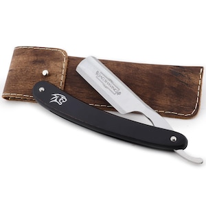 Straight Cut Throat Razor with Black Wooden Handle for Men Beard and Moustache Traditional Barber Shaving Razor