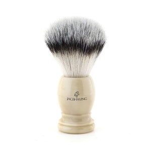 Gentleman&#39;s Shaving Brush Featuring Synthetic Hair Vegan Bristles in Ivory Resin Replica Handle Perfect Balance