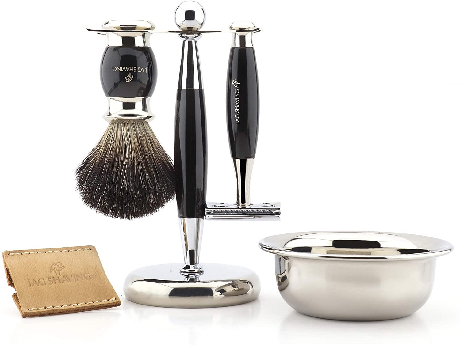 Luxury Mens Shaving Kit With Double Edge Razor Pure Black Etsy