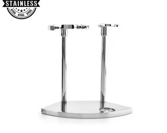 Dual Men's Shaving Brush & Razor Stand Made With 100% High Quality Stainless Steel (Chrome Finish)