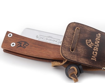 Traditional Straight Razor | High-Carbon Steel Blade, Wood Handle & Leather Pouch