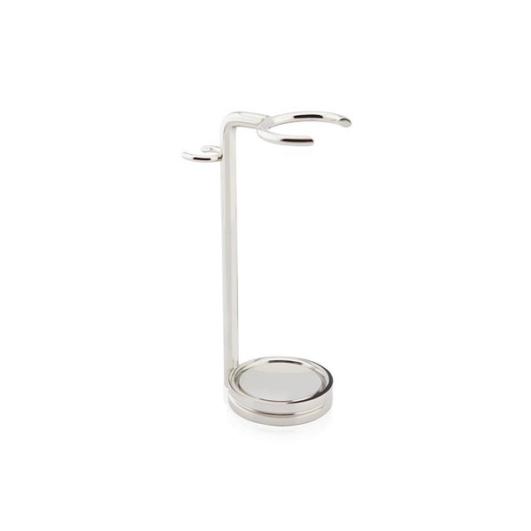 Handmade German Stainless Steel Double Shaving Stand/Holder for Both Brush and Razor - Chrome Plated - Standard Size Stand