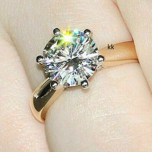 2.50 CT Round-Cut Moissanite Diamond Solitaire Engagement Ring 14K Yellow Gold