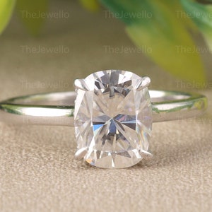 Solitaire Elongated Cushion Cut Moissanite Ring Hidden Halo Cushion Moissanite Ring 950 Platinum Cushion Engagement Ring