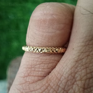 Braided Yellow Gold Wedding Band,  10k 14k 18k Wedding Bands for Women, Filigree Milgrain Stacking Matching Band, Retro Anniversary Ring