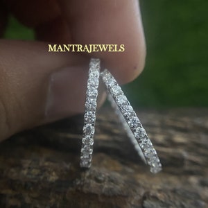 2.00Ct Inside-Out Moissanite Diamond Hoop Dangle Earrings Solid 14k White Gold Earrings