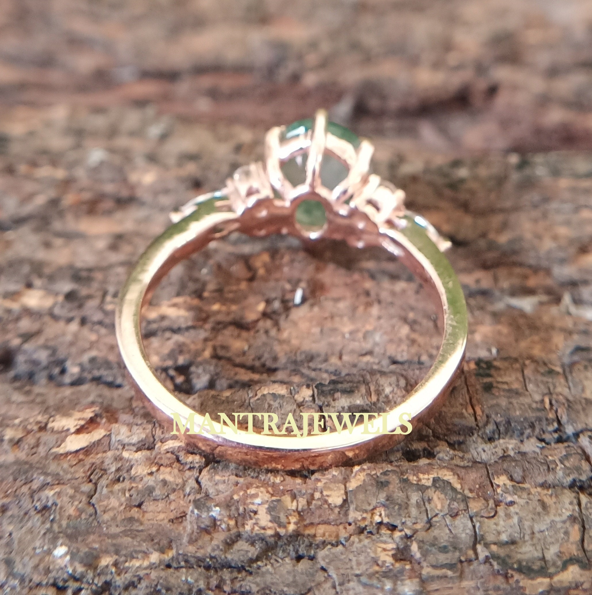 2.30ct Oval Moss Agate Engagement Ring / Green Moss Agate | Etsy UK