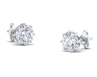 3.67Ct Round Cut Forever Classic Moissanite Earrings, 925 Sterling Silver Screw back Stud Earrings