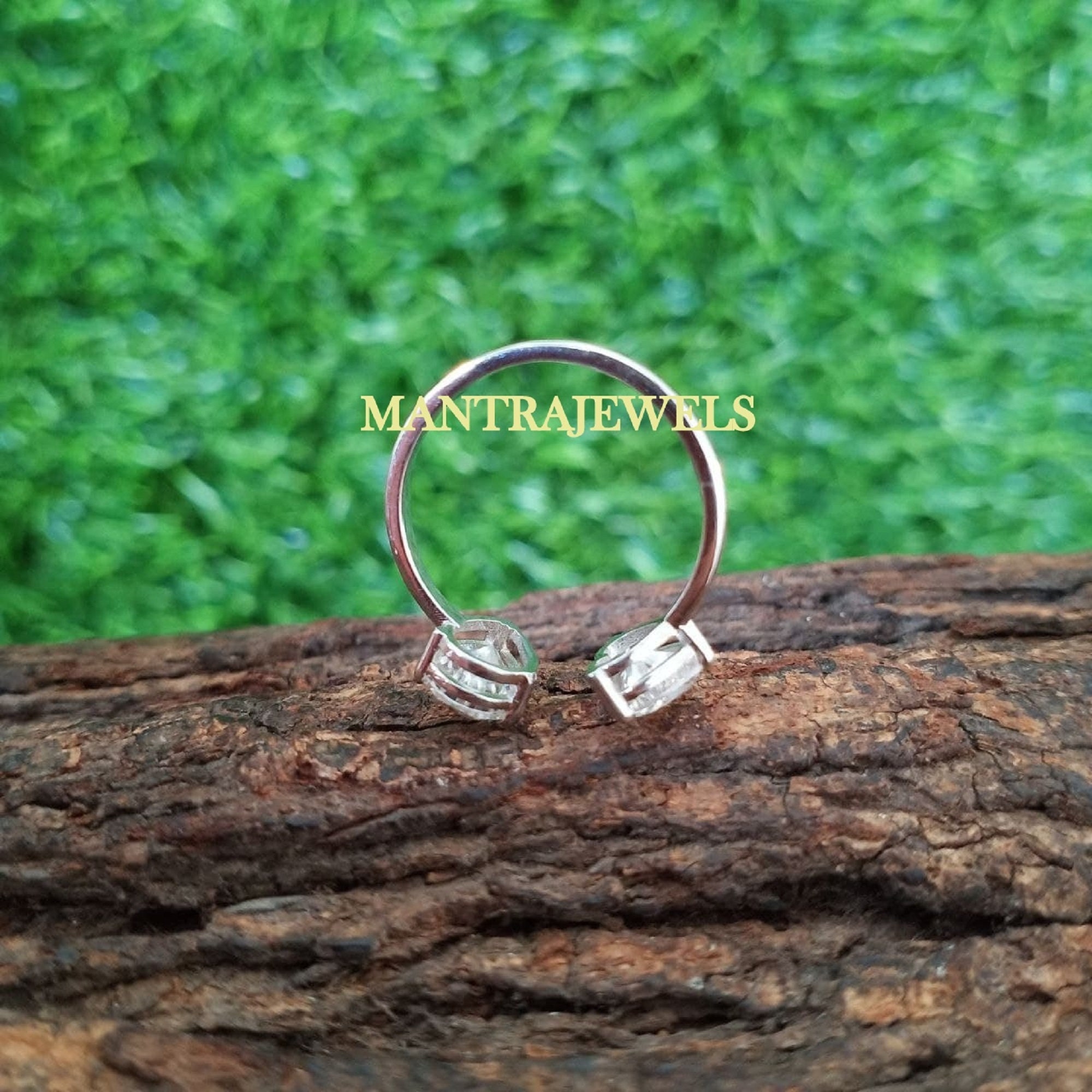 Pear And Heart Moissanite Two Stone Open Ring Dichotomy Moissanite Open Cuff Statement Ring Anniversary Gifts,Halloween Personalized Gifts