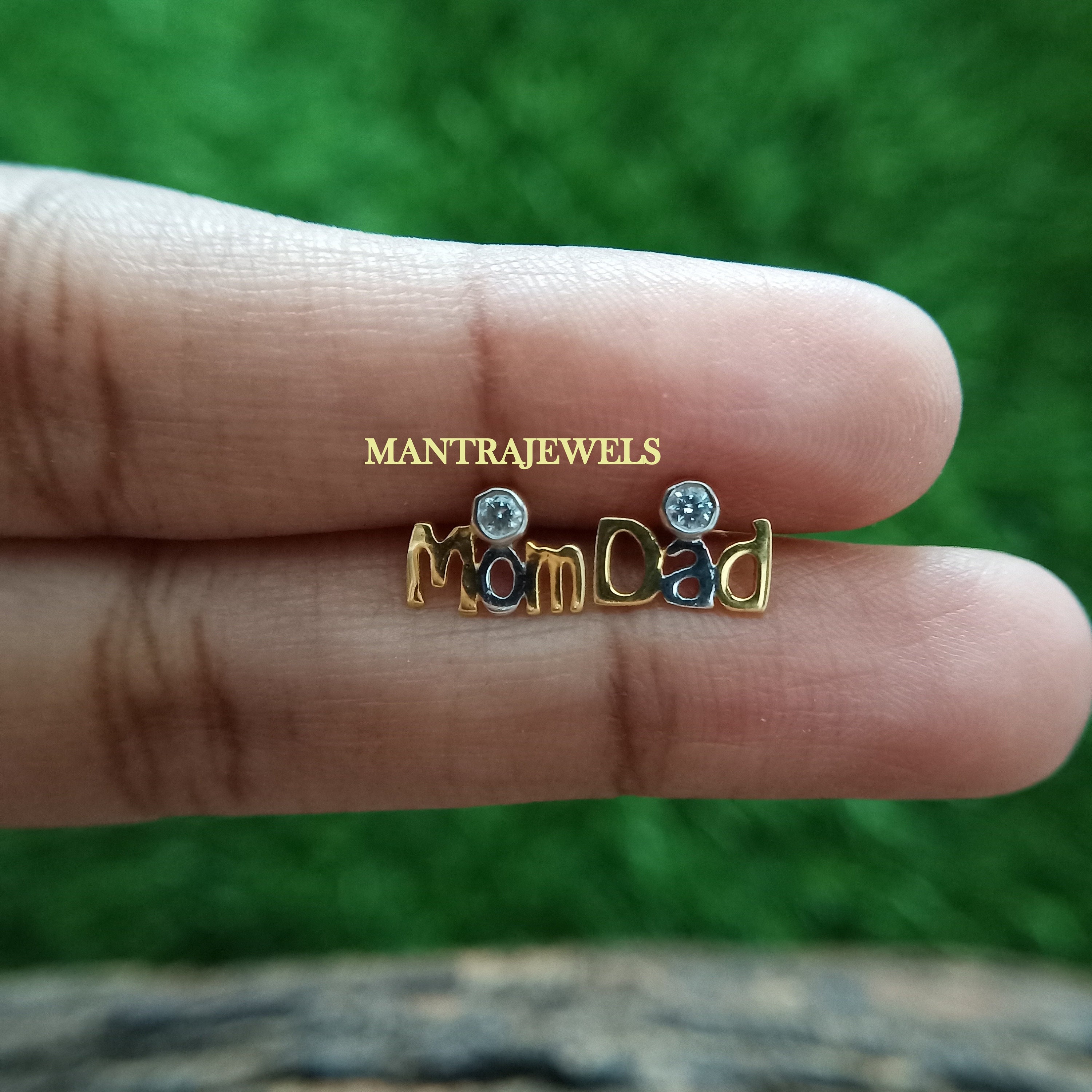 Mom dad gold earrings deals
