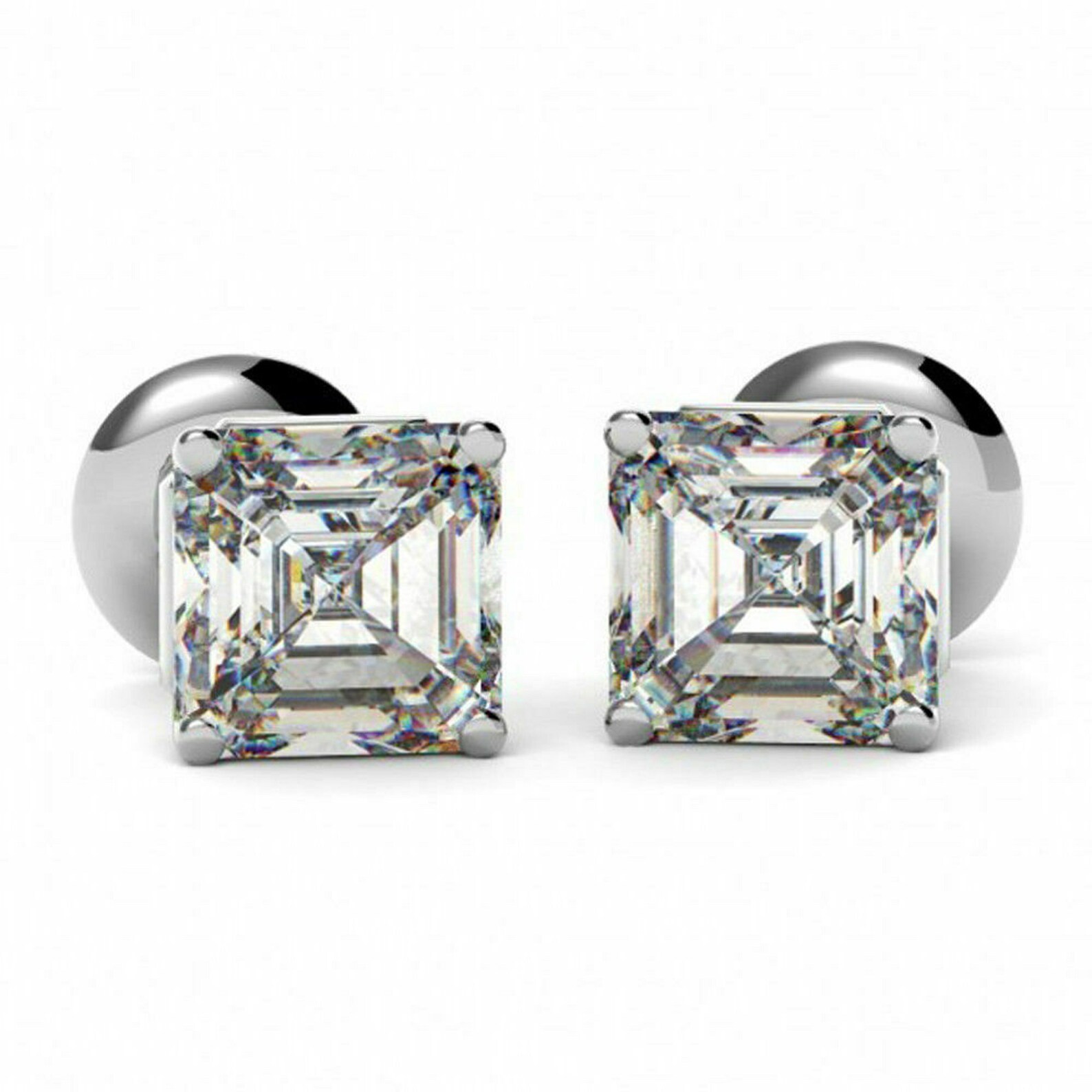 2.00Ct Asscher Cut Moissanite Diamond Earrings Stud Solid14k | Etsy