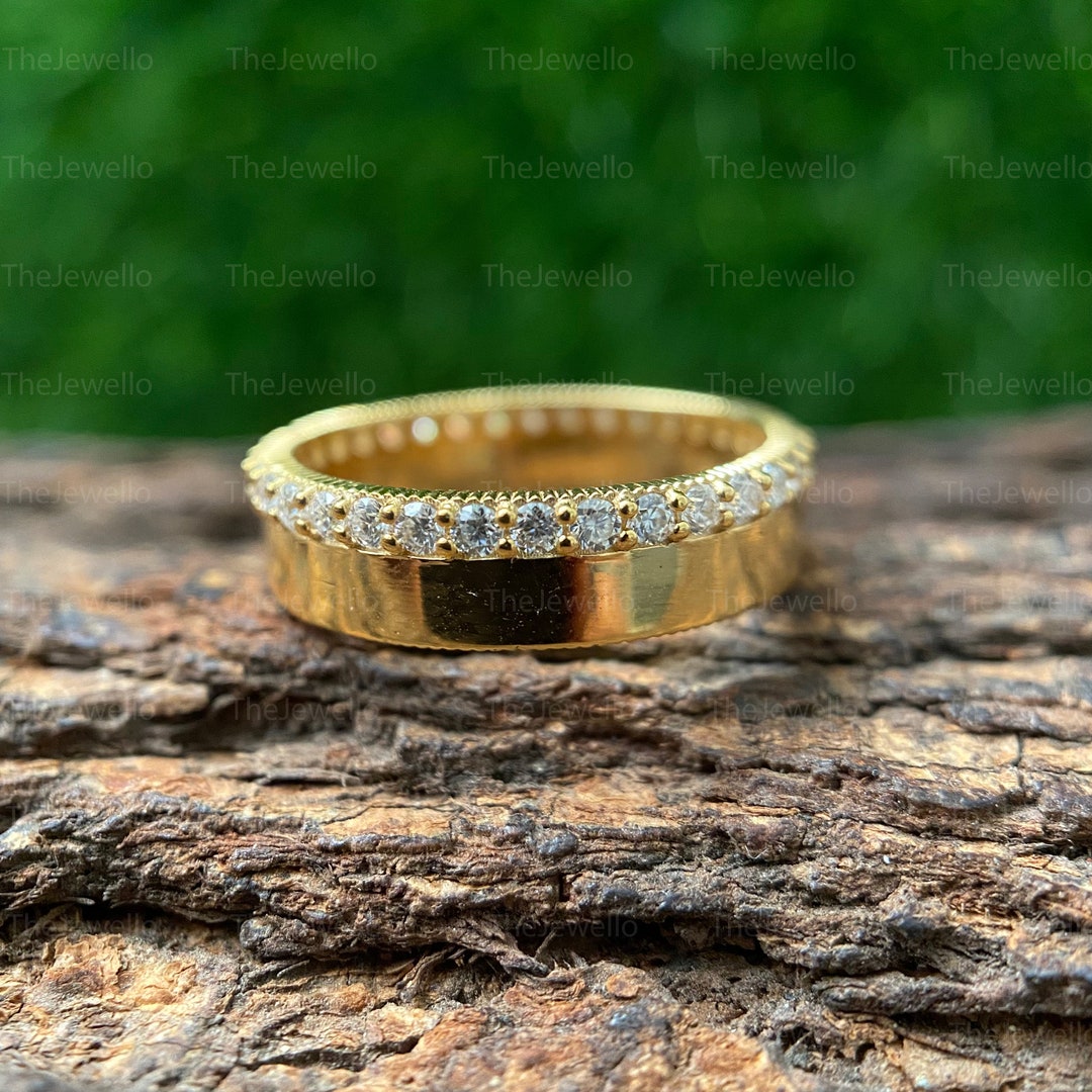 Round Cut Moissanite Eternity Band Ring 0.65 Ct. - 14K Yellow Gold ...