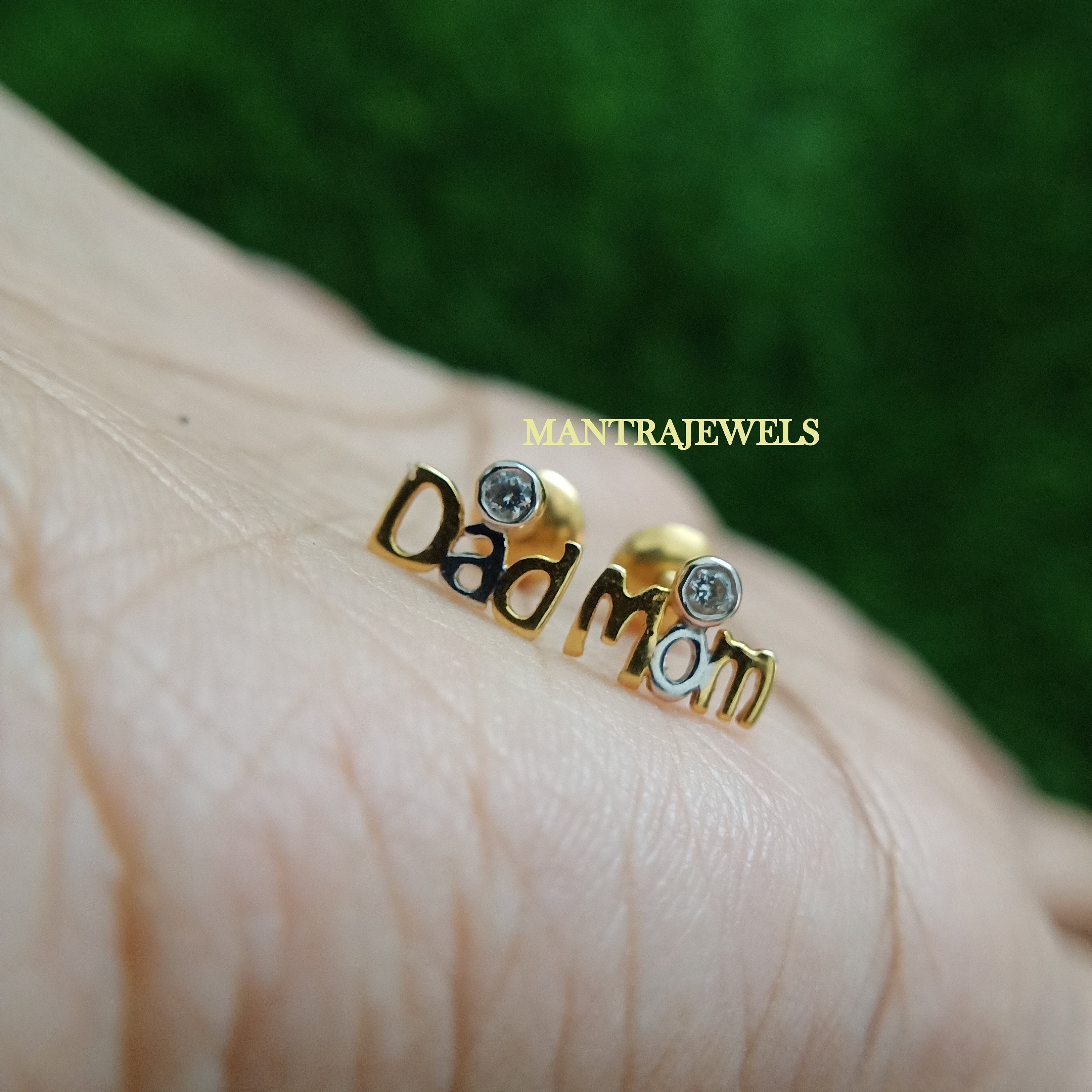 Mom dad gold earrings deals
