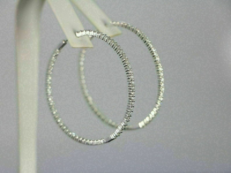 Moissanite Dangle Hoop Earrings Sterling Silver Earring Set for Women Anniversary Gift for Her Round Brilliant Cut Minimalist Earring image 6