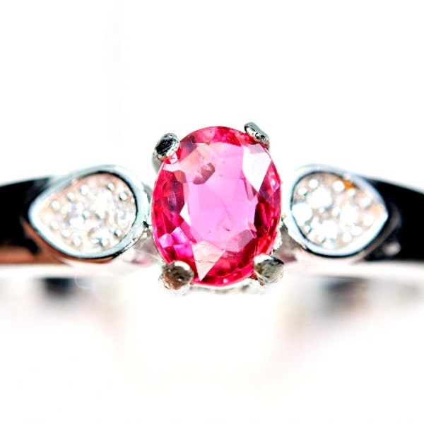 Sensational Natural Top Color Burmese Red/Pink Spinel & Solid 925 Sterling Silver Statement Ring