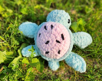 Watermelon Turtle Amigurumi, Handmade, Stuffed Animal