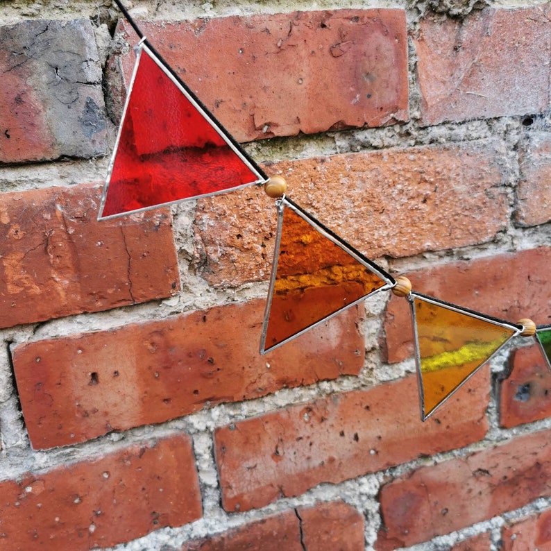 Modern Stained Glass Rainbow Bunting, Window Hanging, Suncatcher