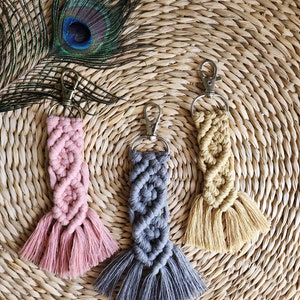 Macrame Diamond Keychain | Macrame Accessories | Boho | Handmade | Bag Charm | Gift