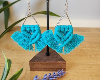 Macrame Triangle Fringe Earrings | Macrame Jewerly | Boho | Handmade | Gifts For Her