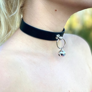 Leather bell choker, neck collar, leather accessories, leather black choker, black choker with bells, choker bracelet