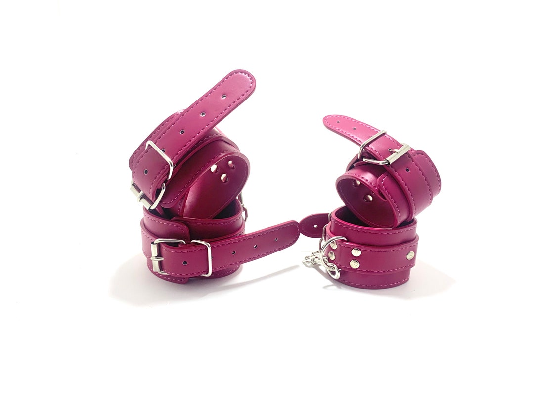 Purple Handcuffs and Ankle Cuffs Set, Delicate Purple Handcuffs, BDSM