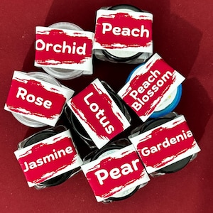 Solid Perfume Sampler Collection | Natural Scents: Peach Blossom, Gardenia, Lotus, Rose, Peach, Orchid, Pear, Jasmine