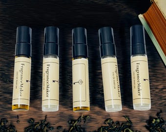 Tea Perfume Discovery Set • 5x5ml Sampler Box • Oolong Black Tea & Citrus • Dark Academia Gift