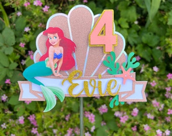 Personalised Little Mermaid Cake Topper | Birthday Cake Decor | Mermaid Fan | Girly Cake Topper