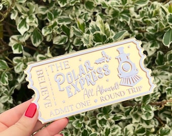 Polar Express Gold Mirror Ticket | Acrylic Ticket | Polar Express Ticket | Polar Express Golden Ticket | Children's Christmas Gift