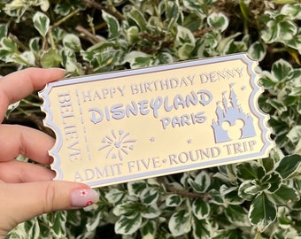 Disneyland Gold Mirror Ticket | Acrylic Ticket | Disneyland Paris Ticket | Golden Ticket | Disneyland Surprise Trip
