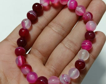 Amazing Pink Banded Onyx Gemstone Bracelet, Adjustable Stones Bracelet Use For Daily Wear Fashion, Wholesale Price Bracelet